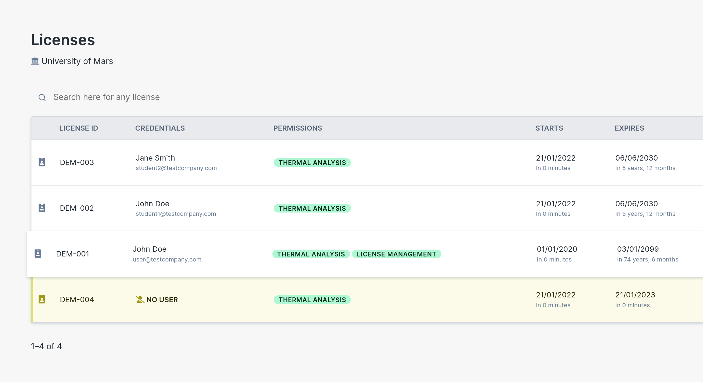 Manage student licenses